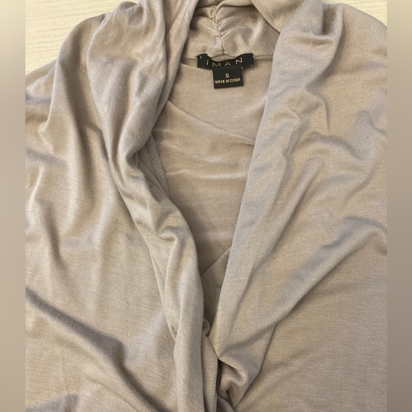 IMAN Faux Wrap Deep V-Neck Front 3/4 Sleeve Rayon Spandex/taupe/size S - Picture 4 of 8
